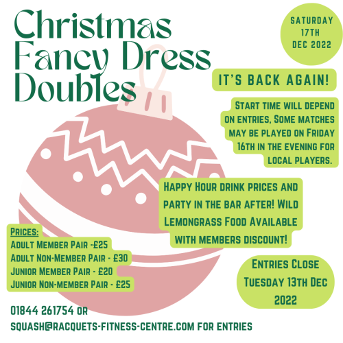 Christmas Fancy Dress Doubles Saturday 17th Dec 2022