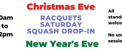 Junior Saturday Squash Christmas Eve and New Year’s Eve