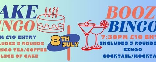Racquets Bingo Day – 8th July (🍰Cake and Boozy🍹)