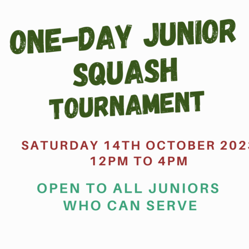 Junior One-Day Fun Squash Tournament 14th October 2023