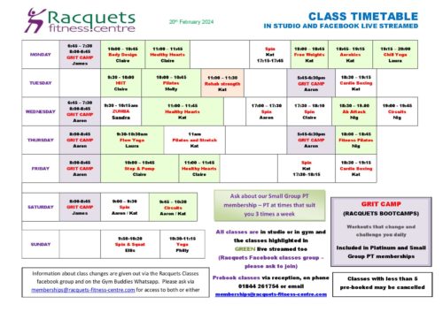 Small Group Timetable