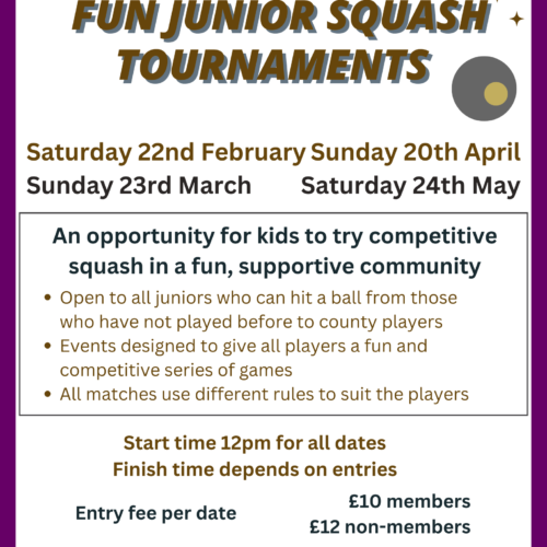 Junior One-Day Fun Squash Tournaments