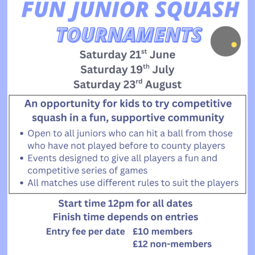 Junior One-Day Fun Squash Tournaments